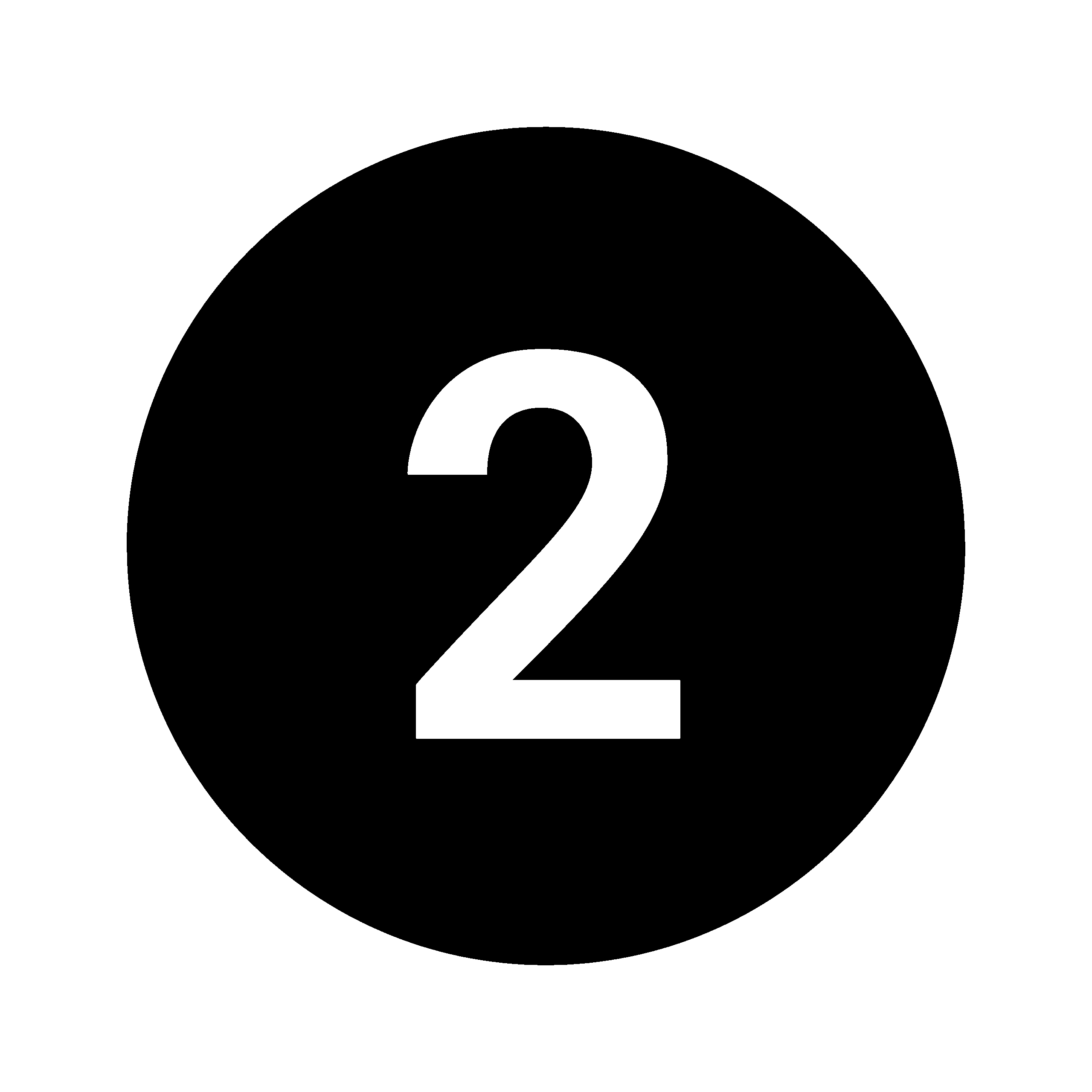 The number 2 inside of a circle
