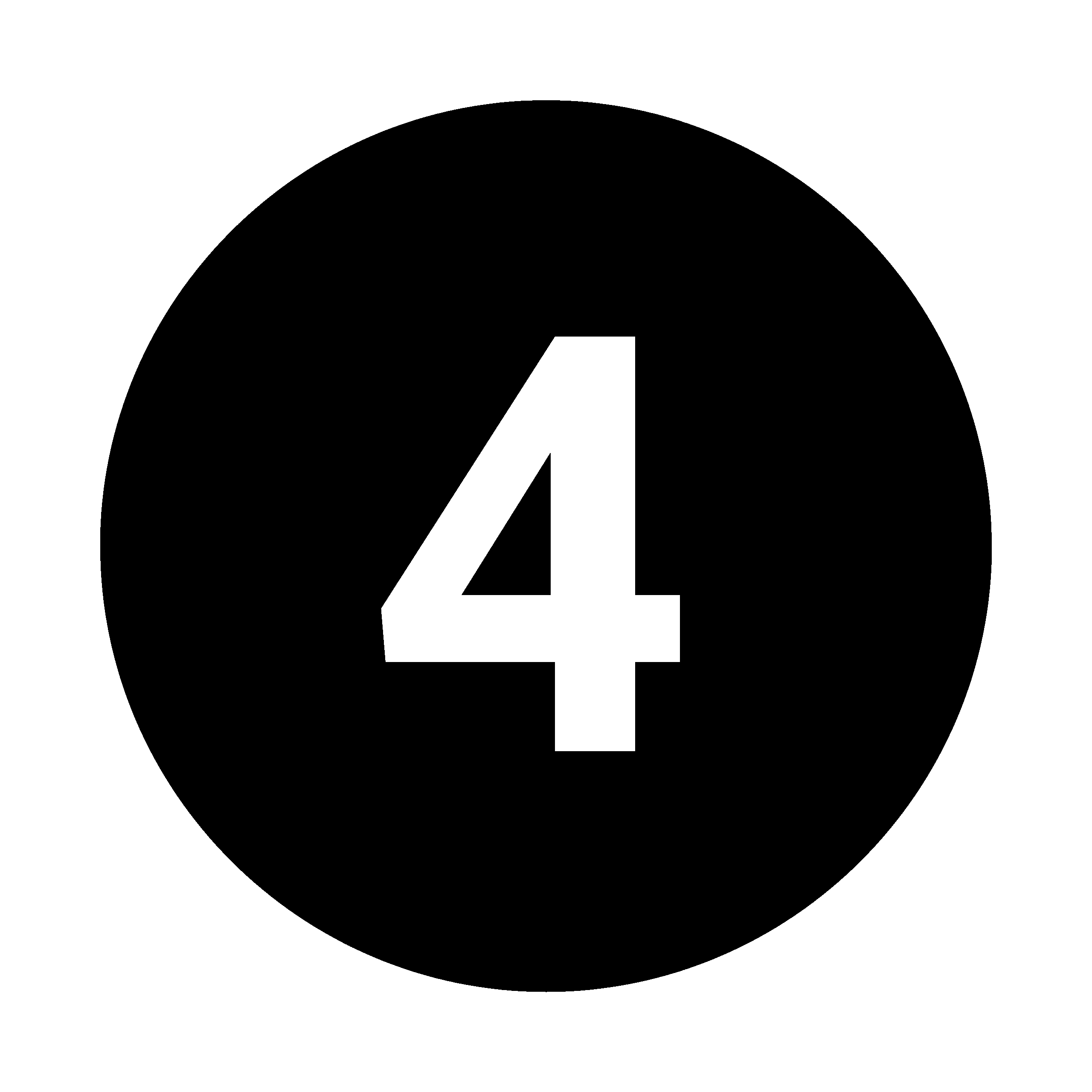 The number 4 inside of a circle