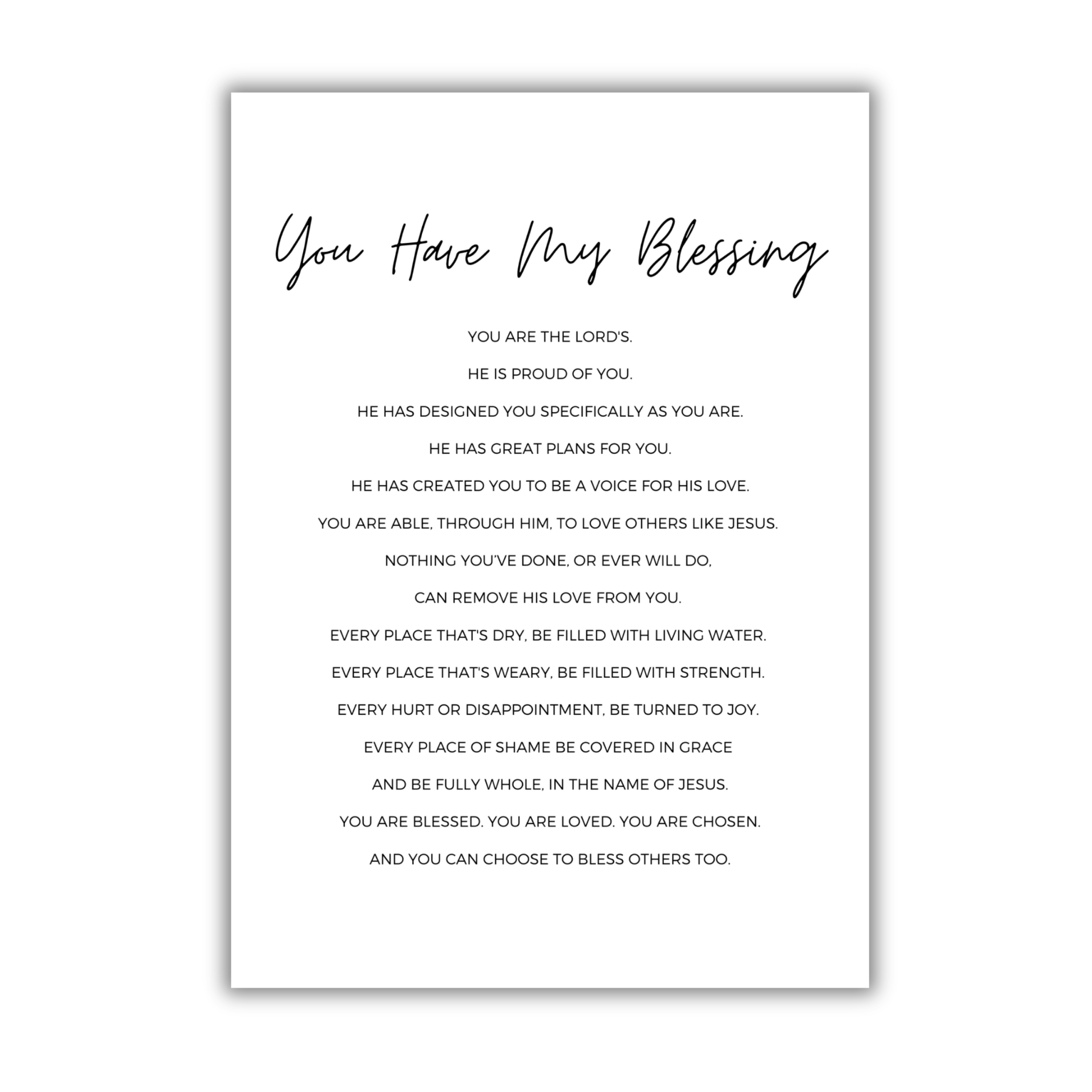 You have my blessing print with cursive title and normal font